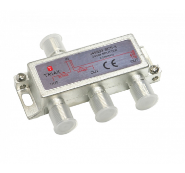 TV signalo daliklis 1x3 (5-2400MHz) SCS-3 su maitinimo praleidimu Triax - 