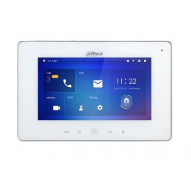 IP domofono monitorius su WIFI, 7 col. 1024x600,Micro SD kortelės prievadas,PoE(802.3af) baltas, SIP - 
