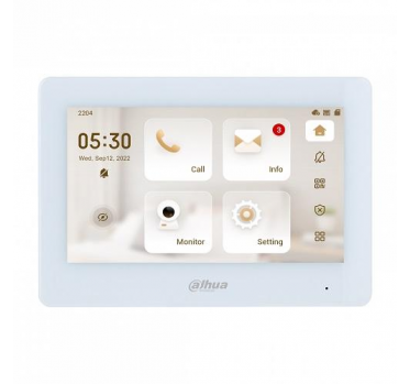 IP domofono monitorius 7 col. Wi-Fi,1024x600,Micro SD kortelės prievadas,PoE(802.3af) baltas, SIP - 