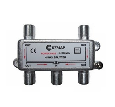 TV signalo daliklis 1x4 (5-1000MHz) S774AP su maitinimo praleidimu - 