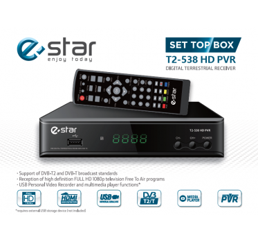  DVB-T/T2  imtuvas TV priedelis STB eSTAR  538 HD - 